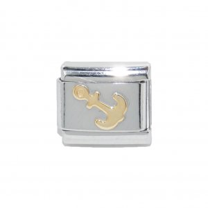 Anchor gold - enamel 9mm Italian charm