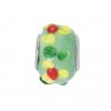 EB63 - Glass bead - Green bead coloured dots - European bead