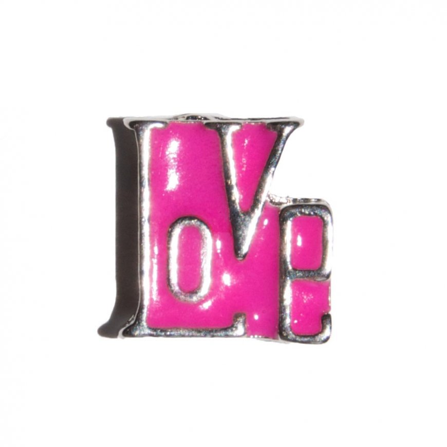 Love pink 9mm floating charm - Click Image to Close