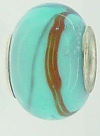 EB94 - Glass bead - Turquoise bead with gold - Click Image to Close