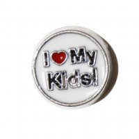 I love my kids on white background 7mm floating locket charm