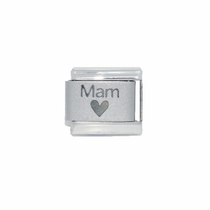 Mam with heart - plain 9mm laser Italian charm - Click Image to Close