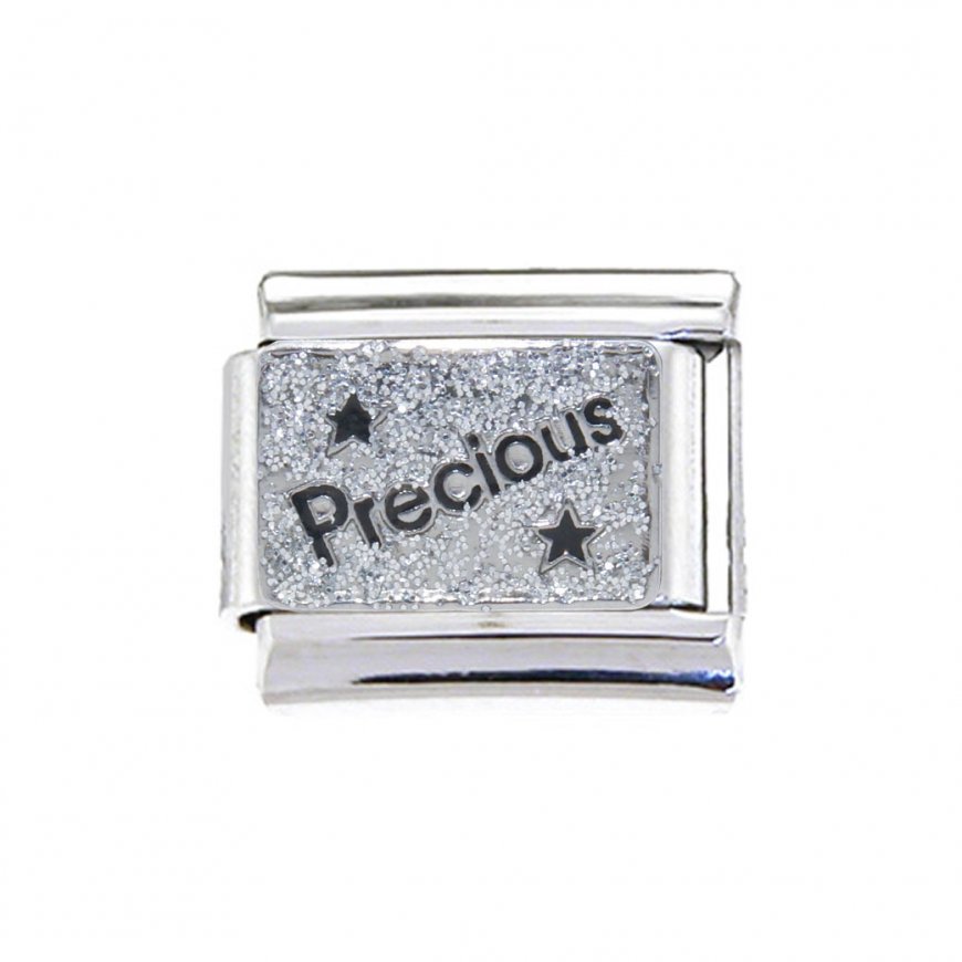 Precious white sparkly 9mm Italian charm - fits classic bracelet - Click Image to Close