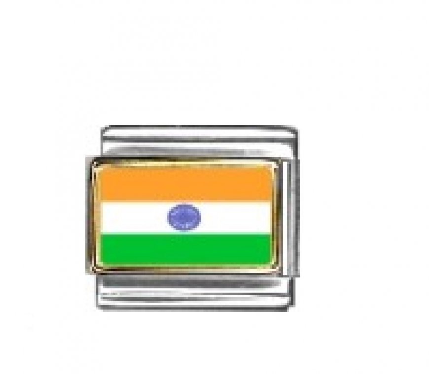 Flag - India photo enamel 9mm Italian charm - Click Image to Close