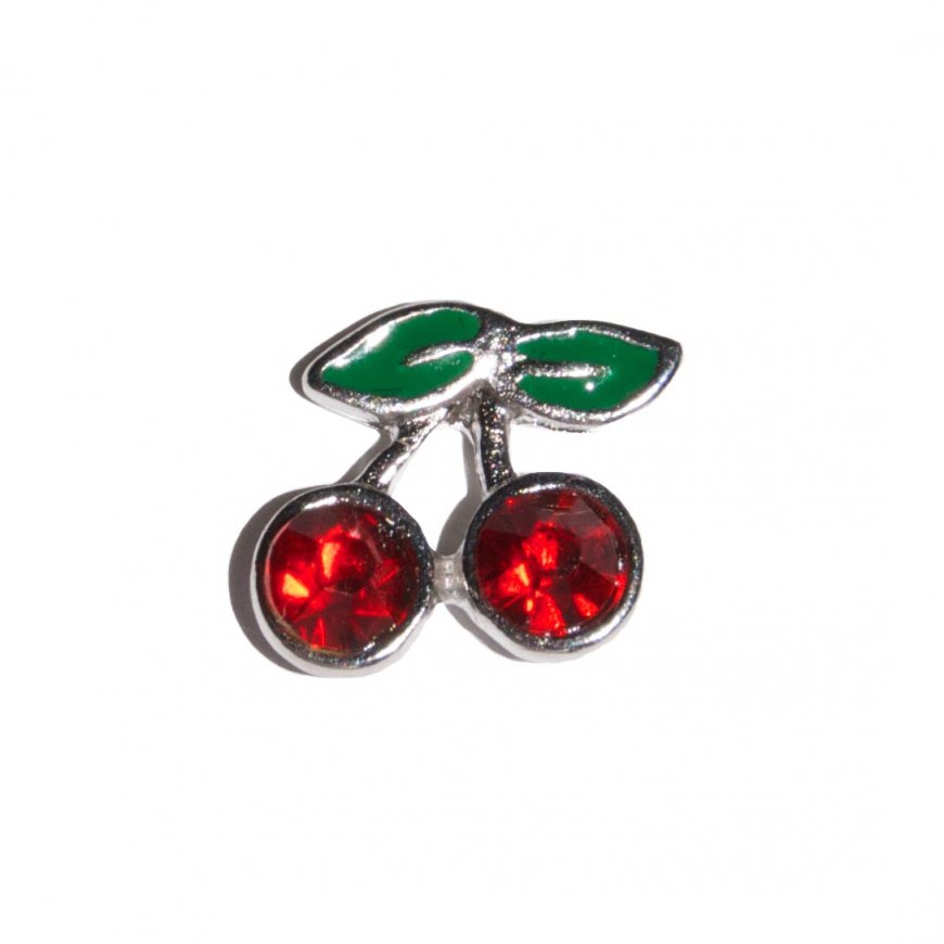 Cherries with Red Stones 10mm floating locket charm - Click Image to Close