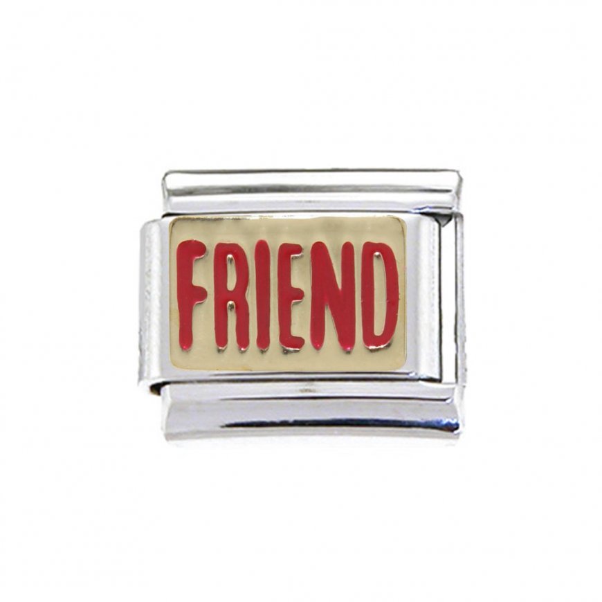 Friend in red on gold background - 9mm Italian charm - Click Image to Close