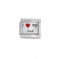 I Love My Dad - red heart laser new 9mm Italian charm