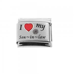 I love my son in law - red heart flower laser 9mm Italian Charm