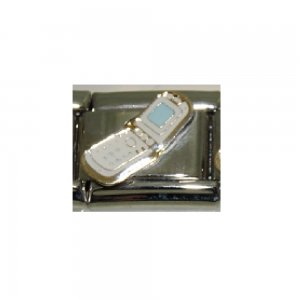 White mobile phone - enamel 9mm Italian charm