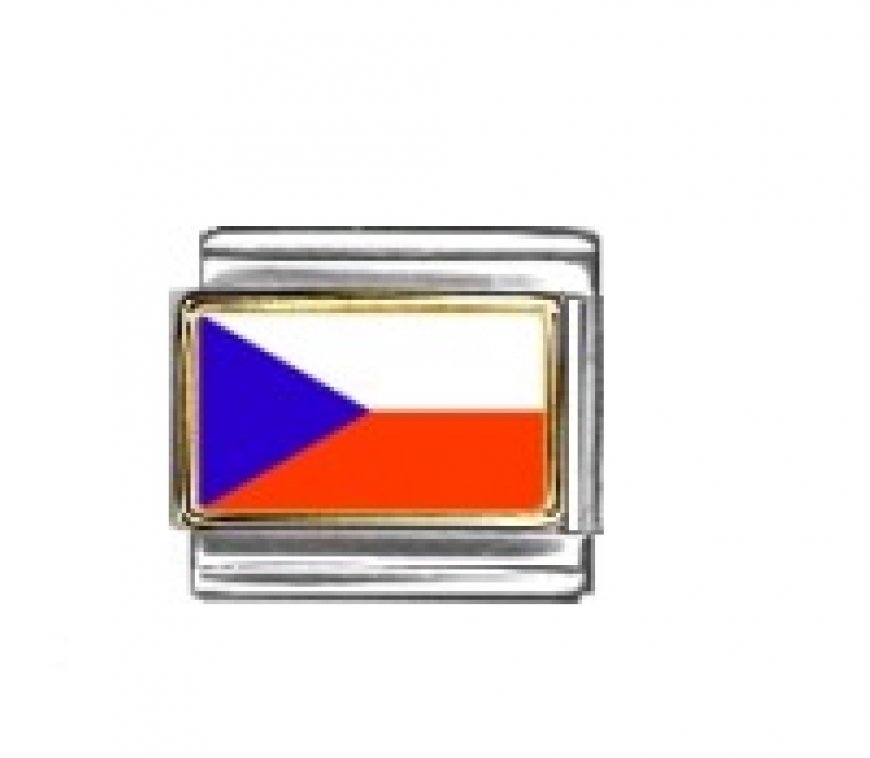 Flag - Czech Republic photo enamel Italian charm - Click Image to Close