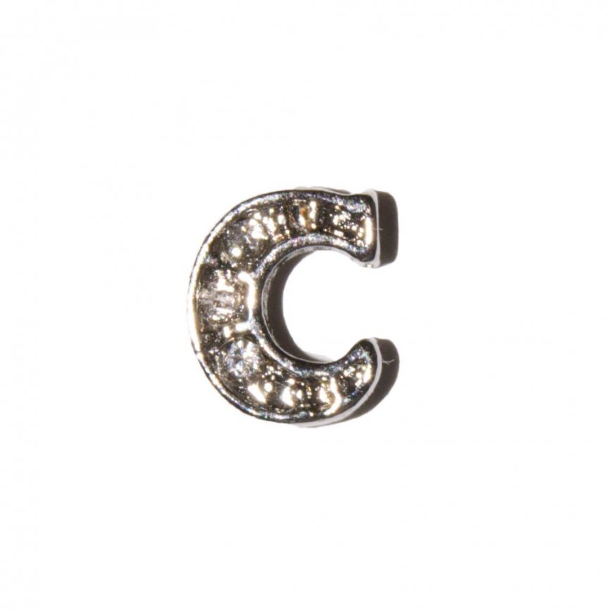 C Letter with stones - floating locket charm - Click Image to Close