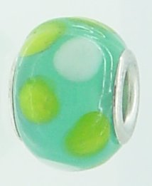 EB329 - Blue/green bead with green and white dots - Click Image to Close