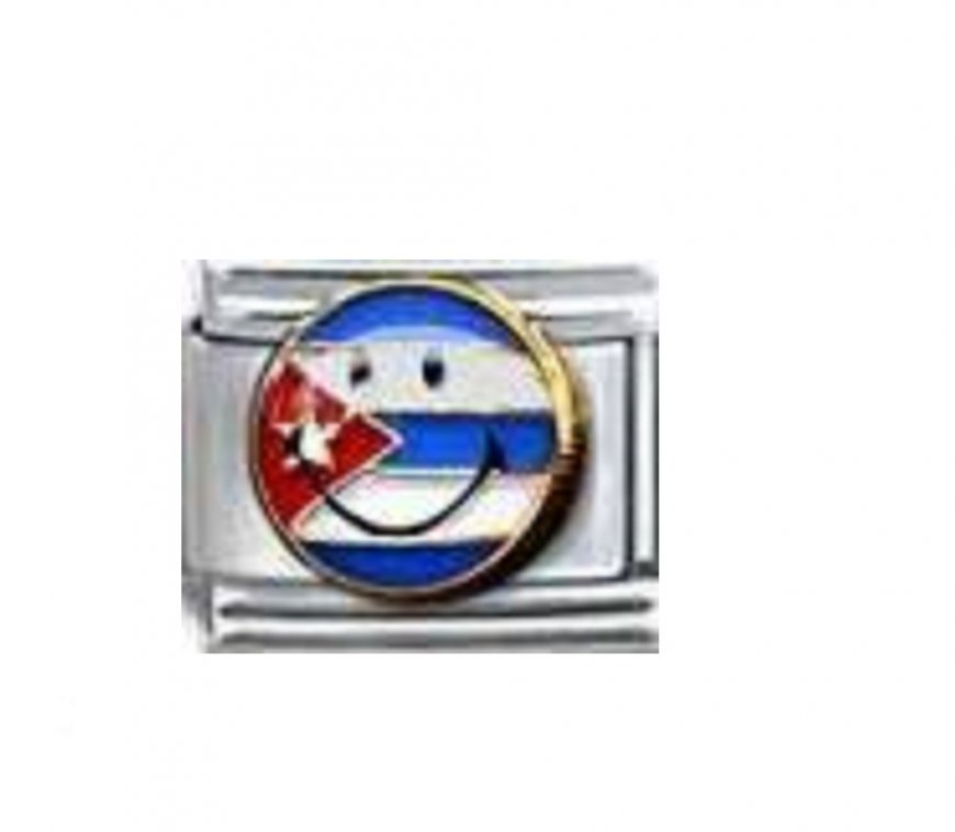 Flag - Cuba smiley face enamel 9mm Italian charm - Click Image to Close