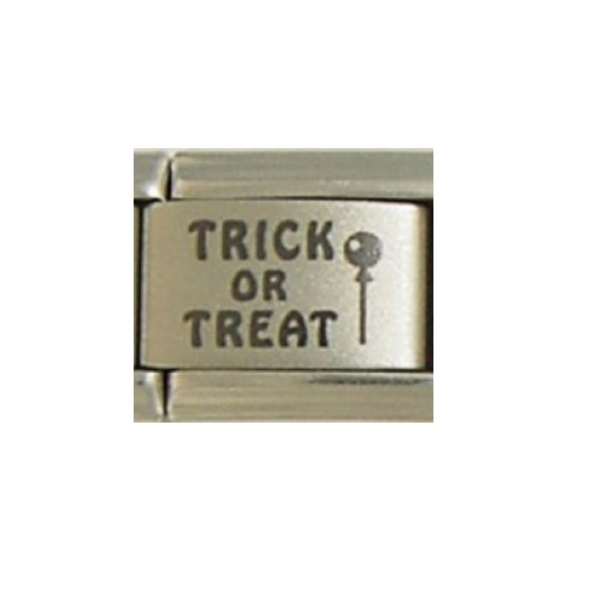 Trick or Treat - 9mm Italian laser charm - Click Image to Close