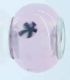 EB312 - Pink bead with black and white design - Click Image to Close