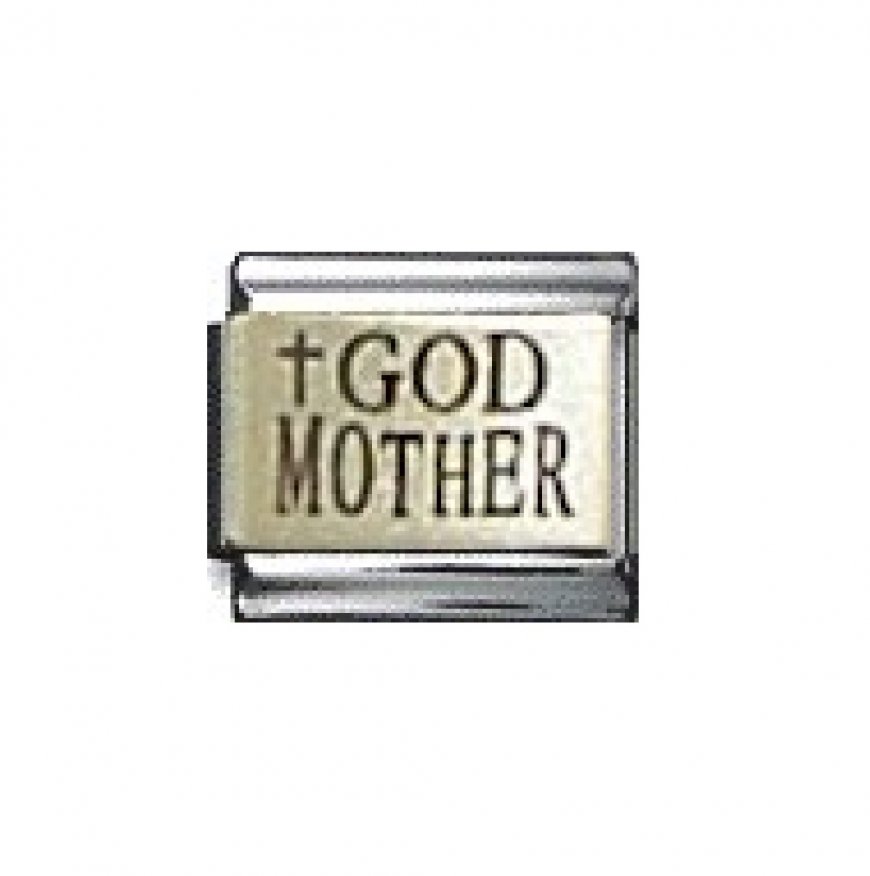 Godmother with cross - laser 9mm Italian charm - Click Image to Close