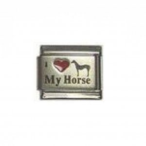 I love my horse - red heart laser 9mm Italian charm