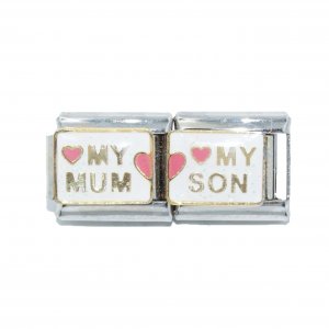 My Mum My Son (double link) 9mm enamel Italian charm