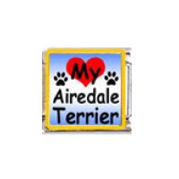 Love my Airedale Terrier - dog - enamel 9mm Italian charm