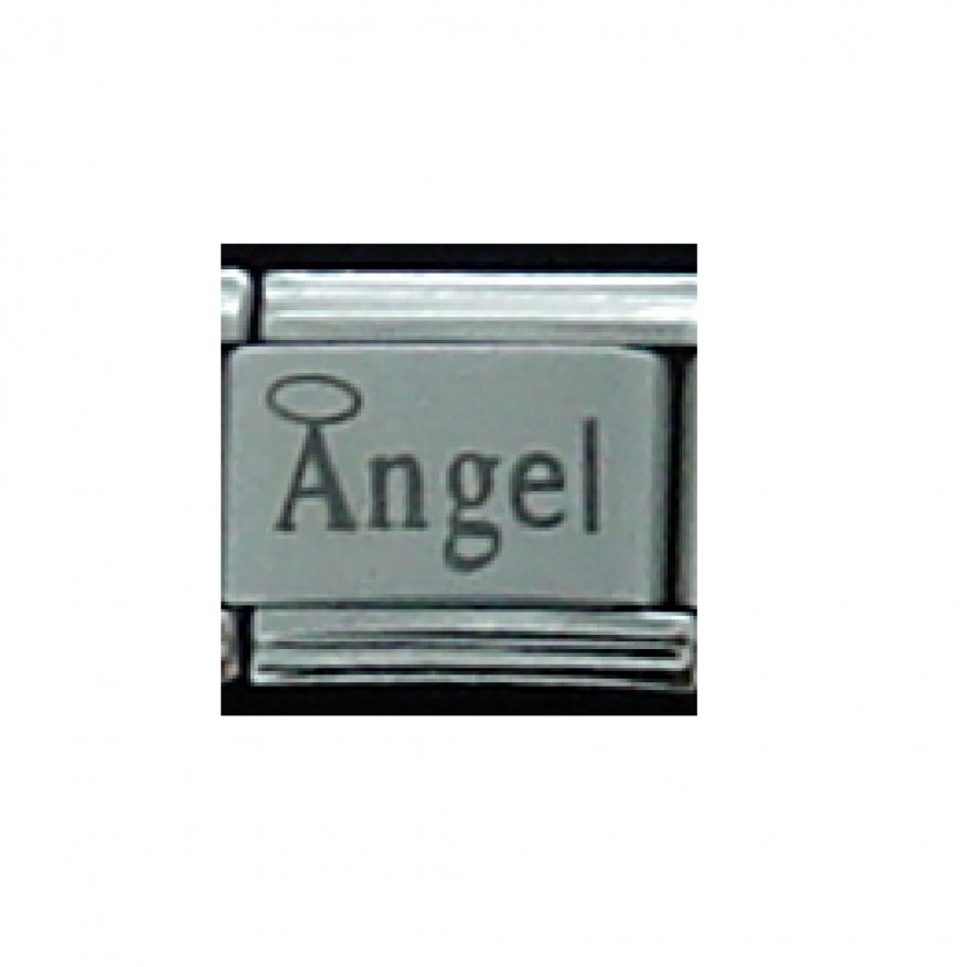 Angel with halo - plain laser 9mm Italian charm - Click Image to Close