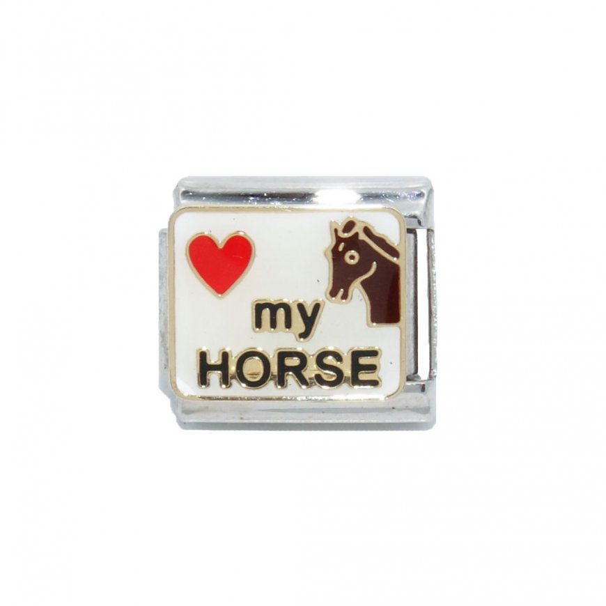 Love my horse - 9mm Enamel Italian Charm - Click Image to Close