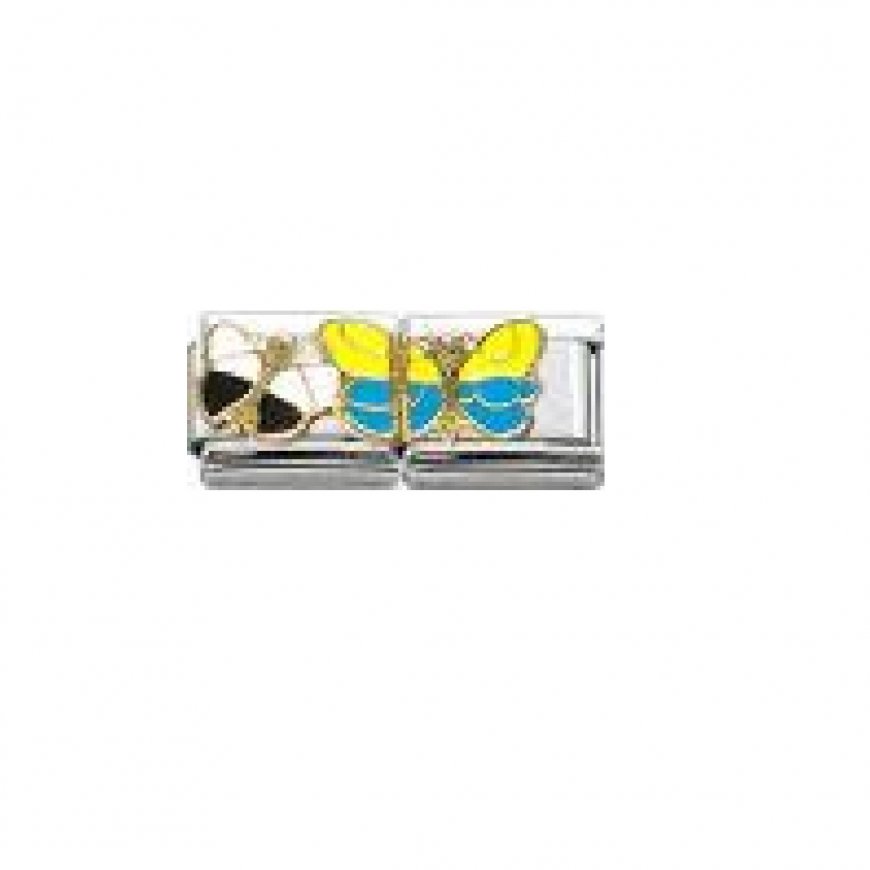 Butterfly double enamel 9mm Italian charm - Click Image to Close