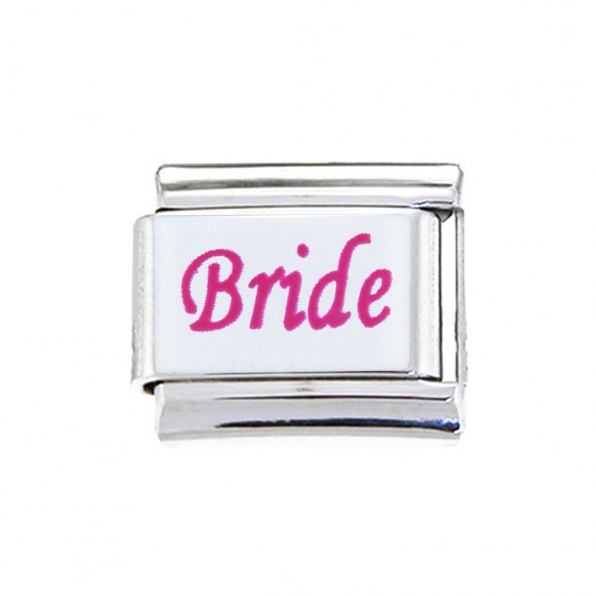 Bride - pink and white (b) - 9mm classic Italian charm - Click Image to Close