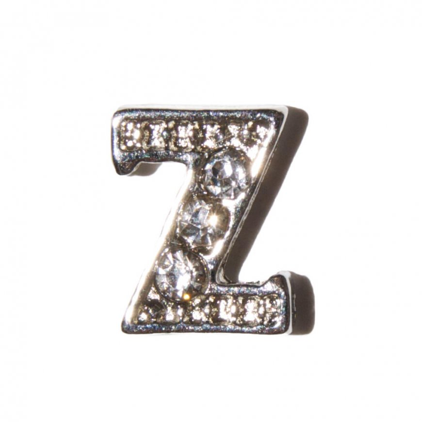Z Letter with stones - floating locket charm - Click Image to Close