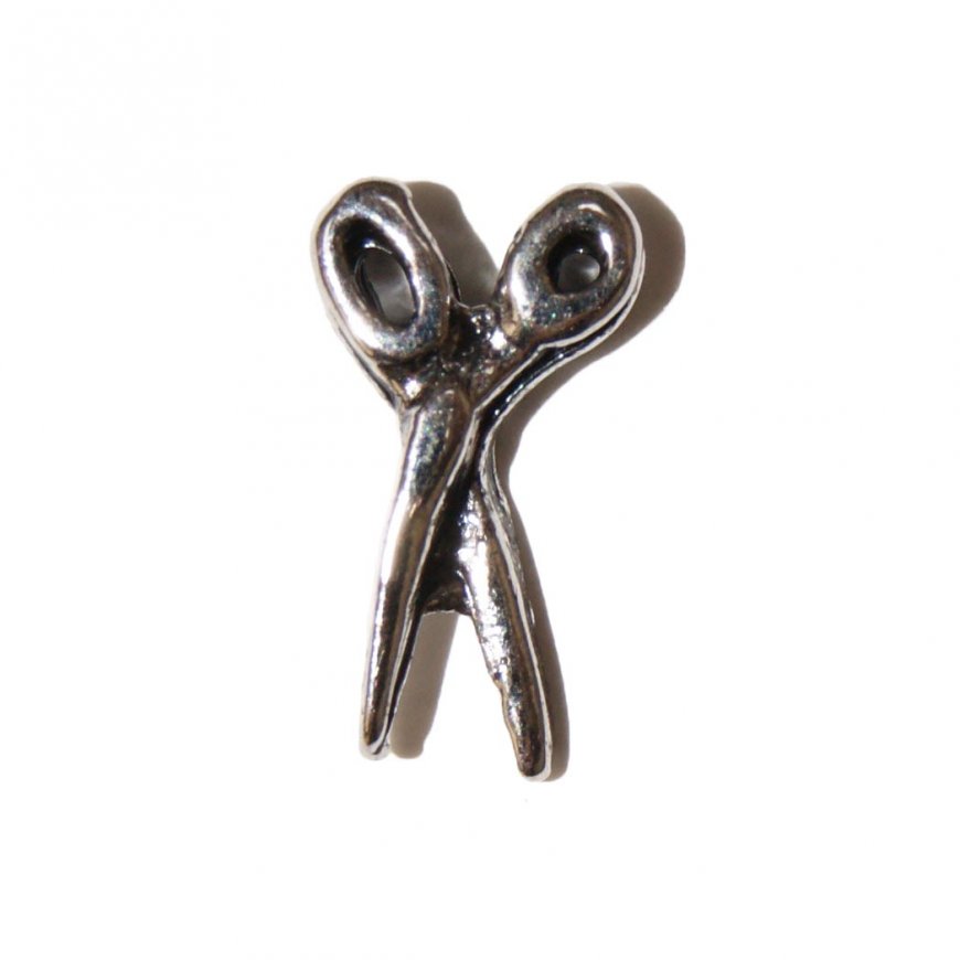 Scissors silvertone 8mm floating locket charm - Click Image to Close