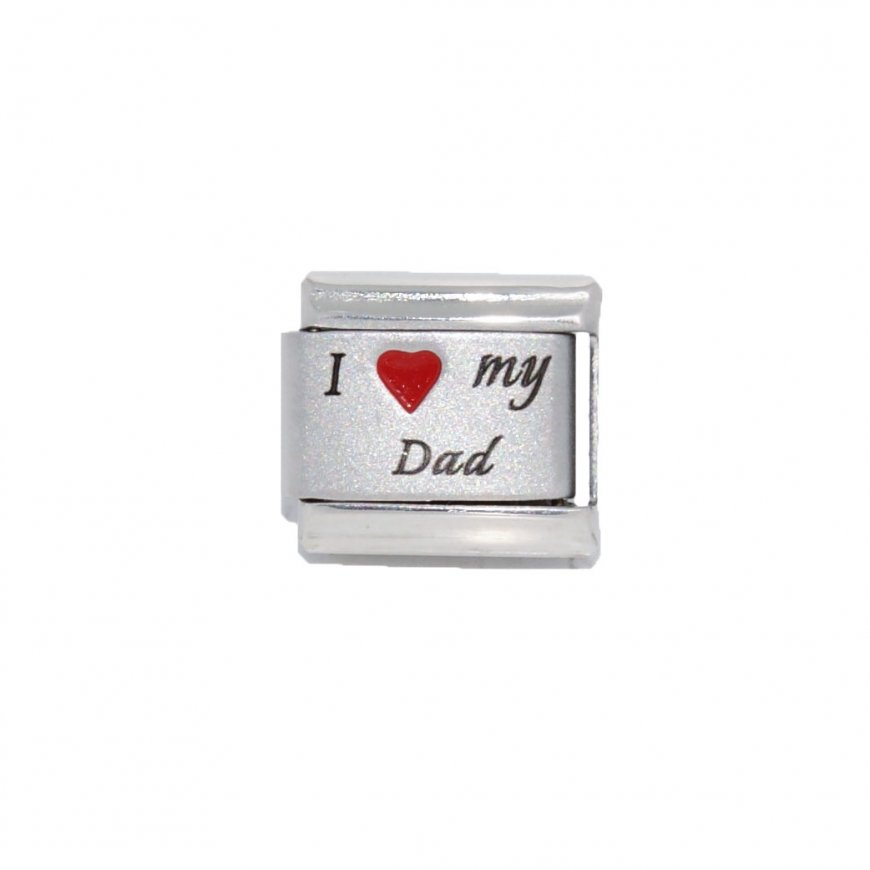 I Love My Dad - red heart laser new 9mm Italian charm - Click Image to Close