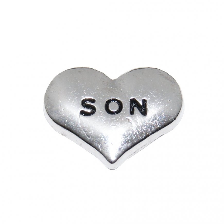 Son silvertone heart 9mm floating locket charm - Click Image to Close