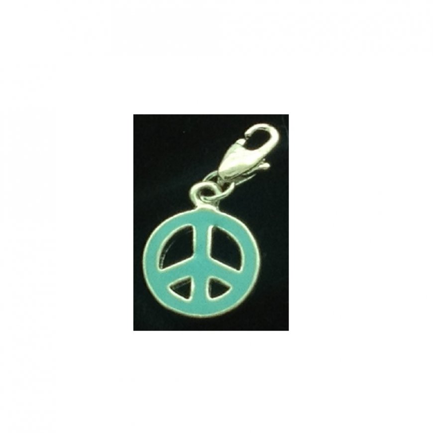 Blue Peace Sign - fits Thomas Sabo bracelets - Click Image to Close