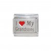 I love my grandsons - red heart laser 9mm Italian charm