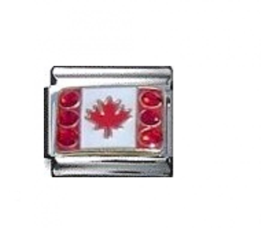 Flag - Canada with stones 9mm Italian charm - Click Image to Close