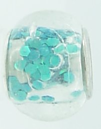 EB273 - Clear bead with turquoise glitter - Click Image to Close