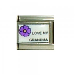 Love my Grandma purple flower - 9mm Italian charm
