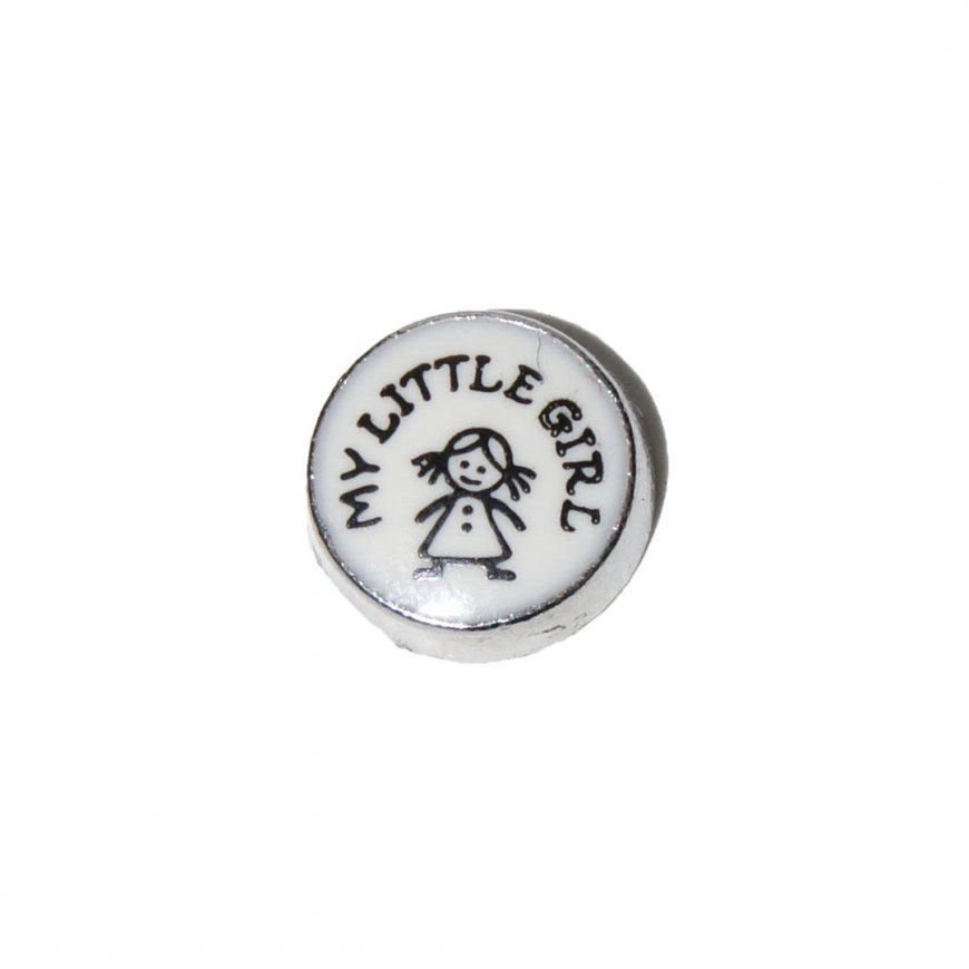 My little Girl white 7mm foating glass locket charm - Click Image to Close