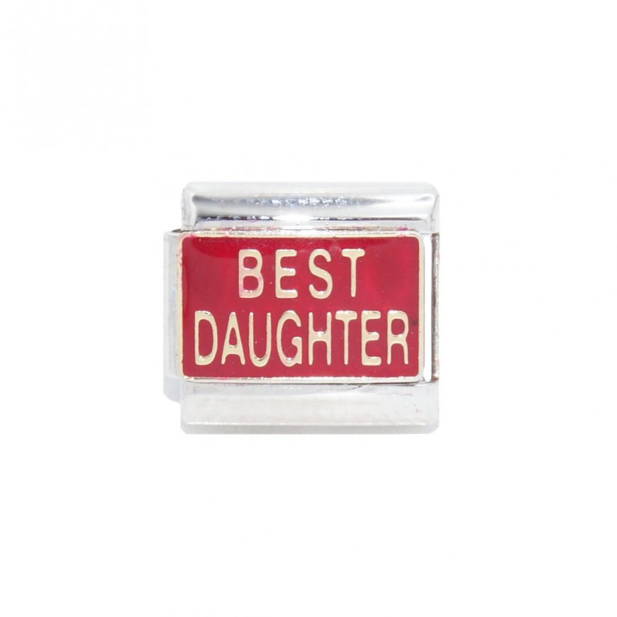 Best Daughter Gold on red background - 9mm Italian charm - Click Image to Close