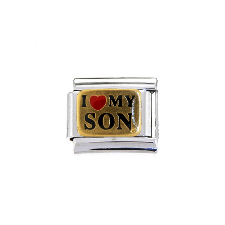 I love my son - gold enamel - 9mm Italian Charm - Click Image to Close