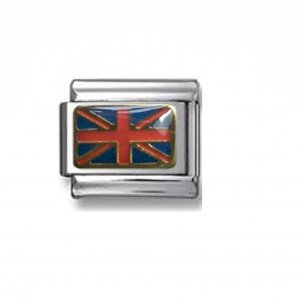 Flag - Union Jack - British enamel (d) 9mm Italian charm