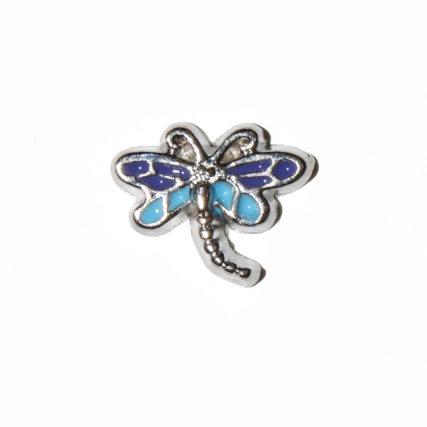 Blue and purple 8mm dragonfly floating charm - Click Image to Close
