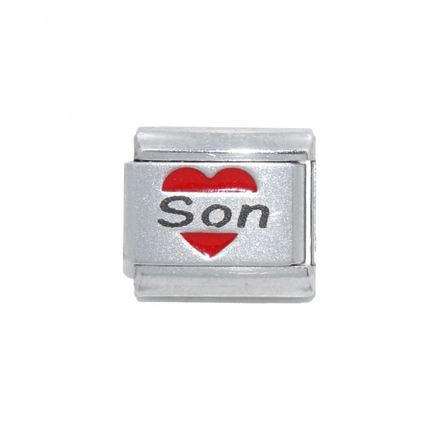 Son in red heart - Laser 9mm Italian Charm - Click Image to Close