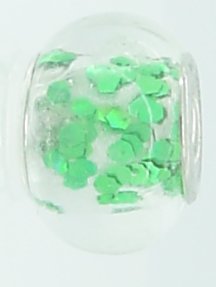 EB272 - Clear bead with green glitter - Click Image to Close