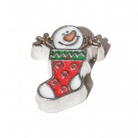 Snowman in Christmas stocking 9mm floating locket charm