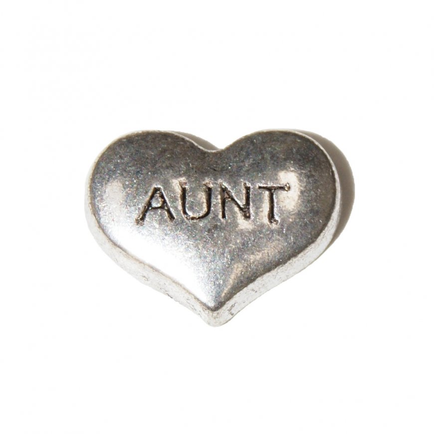 Aunt silvertone heart 9mm floating locket charm - Click Image to Close