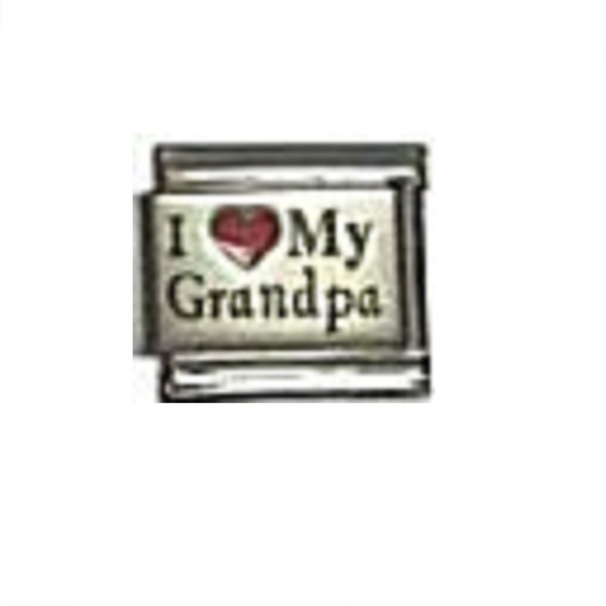 I Love My Grandpa - red heart laser 9mm Italian Charm - Click Image to Close