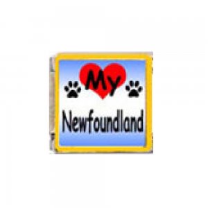 Love my Newfoundland - dog - enamel 9mm Italian charm