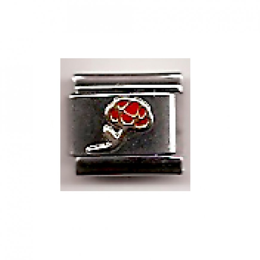 Red rose (c) - 9mm Italian charm - Click Image to Close