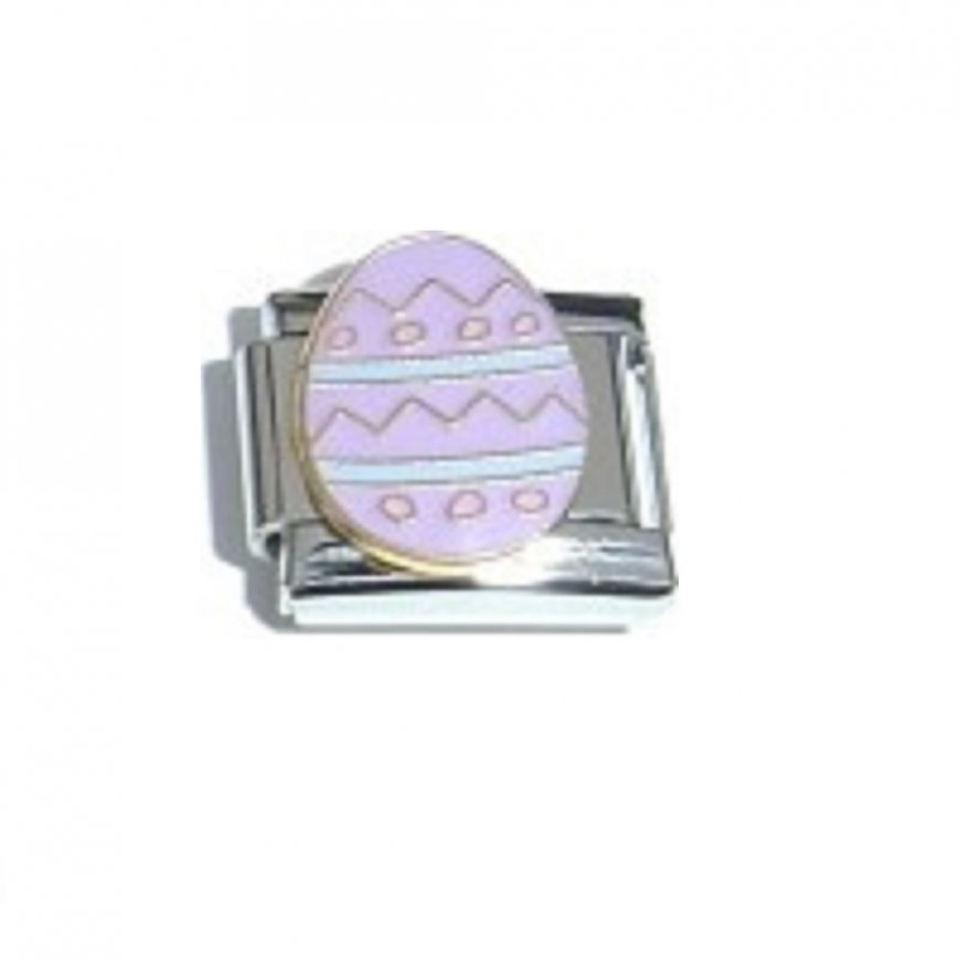 Lilac Easter egg - enamel 9mm Italian charm - Click Image to Close