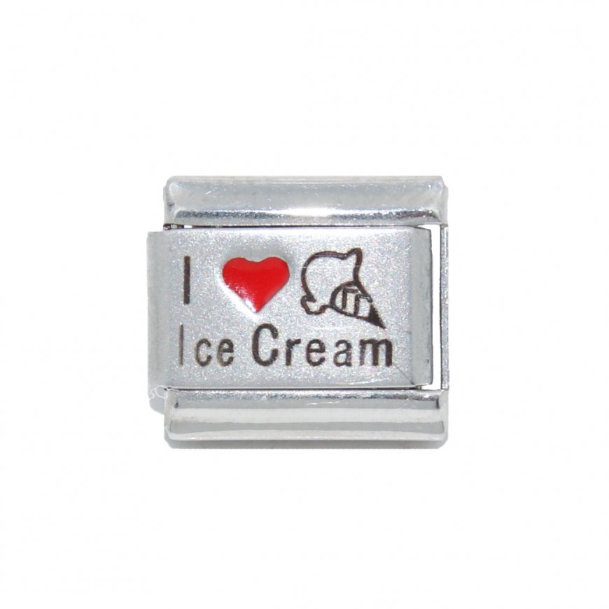 I love ice cream - red heart laser - 9mm Italian charm - Click Image to Close